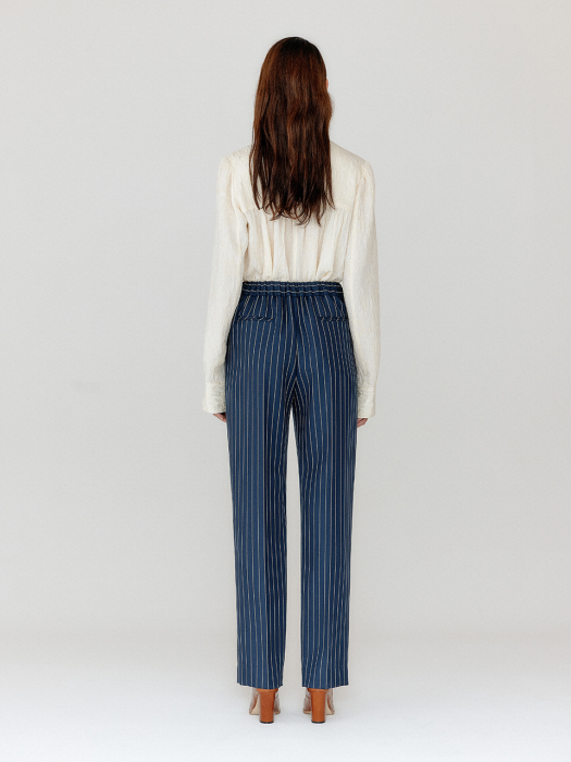 Eenk Vilona Straight Pants - Navy/Cream Stripe