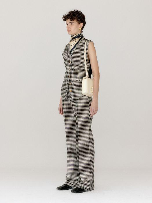 Eenk Voho Flared Pants - Black/Beige Check
