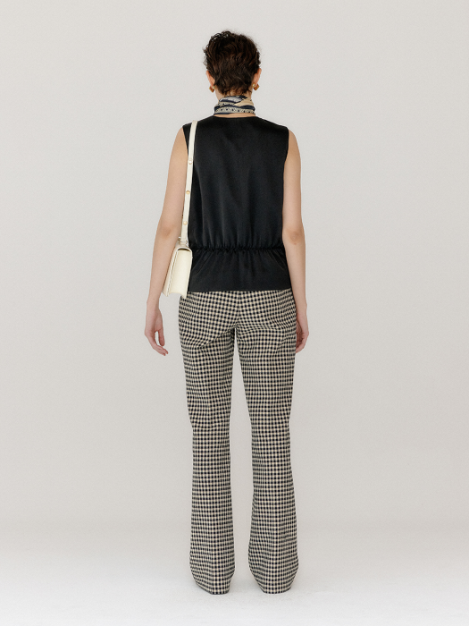 Eenk Voho Flared Pants - Black/Beige Check