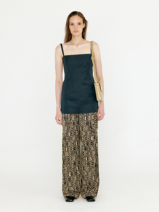 Eenk Venez Silk Wide Pants - Black/Beige