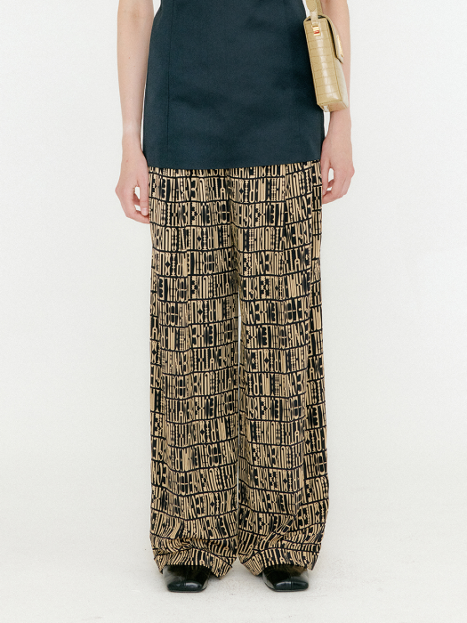 Eenk Venez Silk Wide Pants - Black/Beige