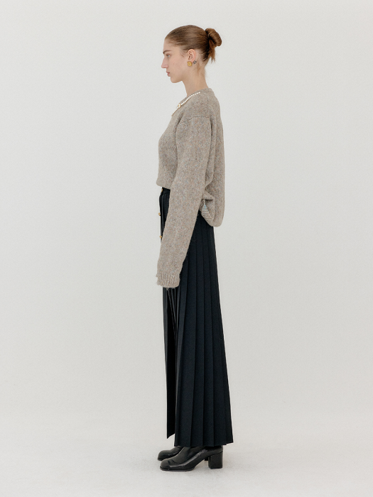 Eenk Vovel Button Front Pleated Skirt - Black