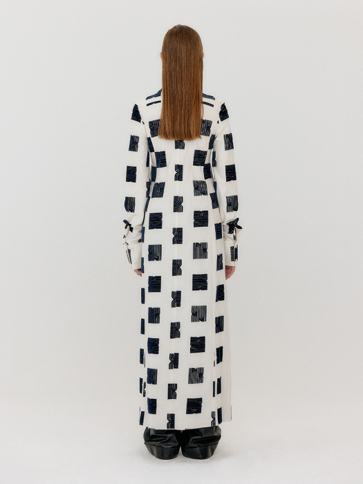 Eenk Veroso Logo Pattern Shirt Dress - Ivory/Black