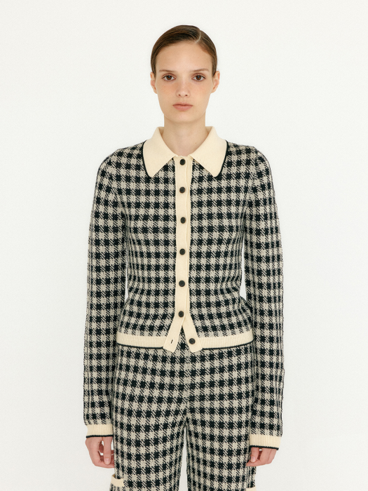 Eenk Vink Gingham Check Knit Shirt - Black/Ivory