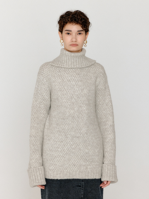 Eenk Verien Oversized Knit Turtleneck - Light Grey