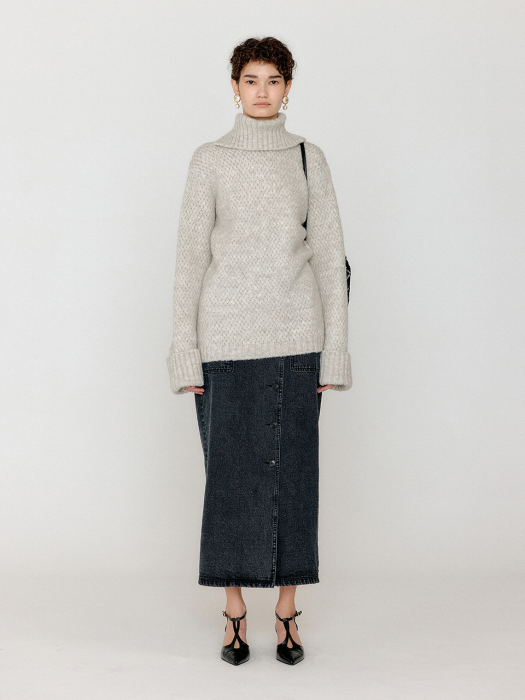 Eenk Verien Oversized Knit Turtleneck - Light Grey