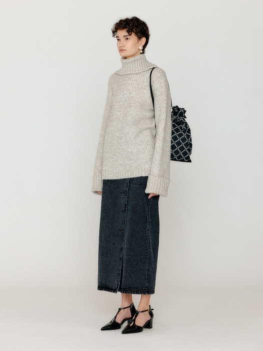 Eenk Verien Oversized Knit Turtleneck - Light Grey