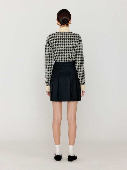 Eenk Vinky Gingham Check Knit Pullover - Black/Ivory