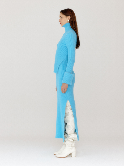 [EENK] Vixy Ribbed Knit Skirt - Sky Blue