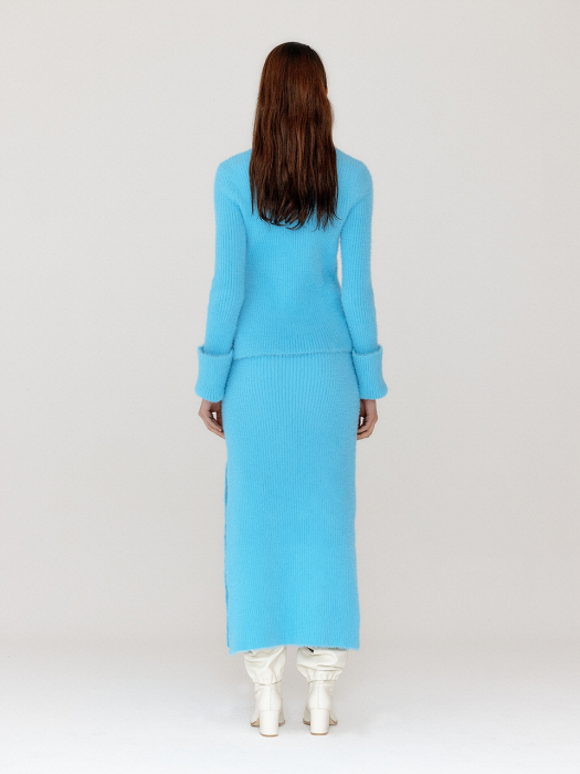 [EENK] Vixy Ribbed Knit Skirt - Sky Blue