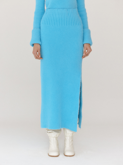 [EENK] Vixy Ribbed Knit Skirt - Sky Blue
