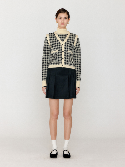 Eenk Vita Gingham Check Knit Vest - Black/Ivory