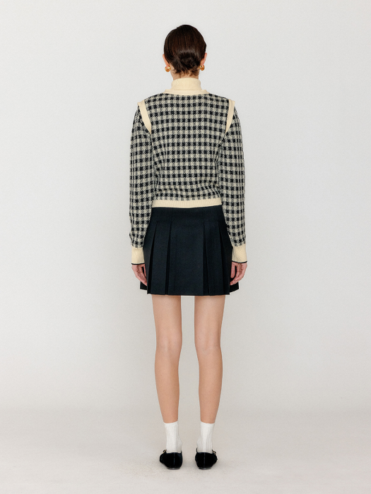Eenk Vita Gingham Check Knit Vest - Black/Ivory