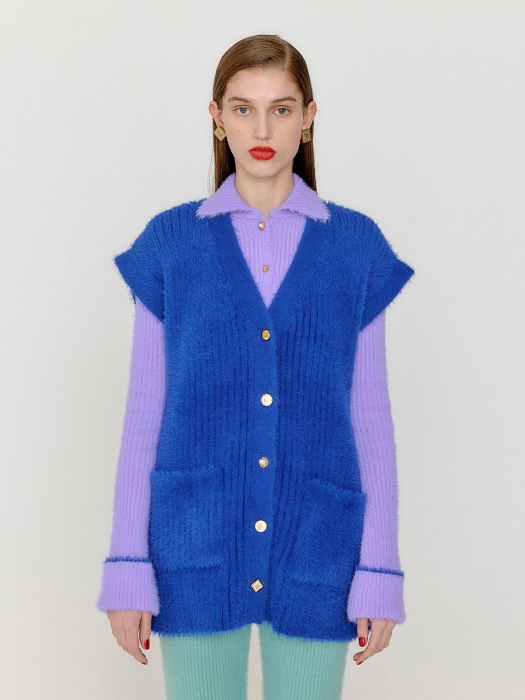 Eenk Vivi Oversized Knit Vest - Blue