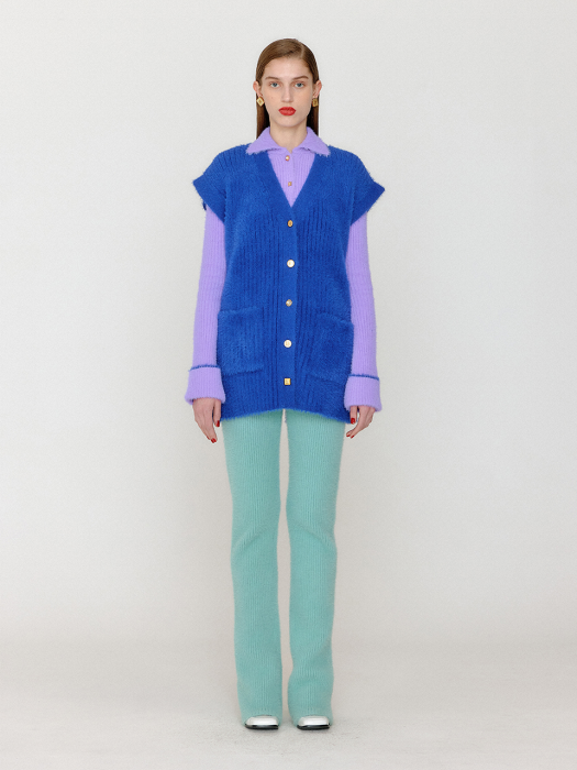 Eenk Vivi Oversized Knit Vest - Blue