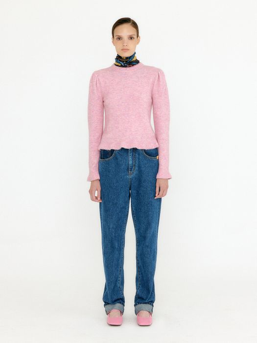 Eenk Vlary Flared Hem Knit Pullover - Light Pink