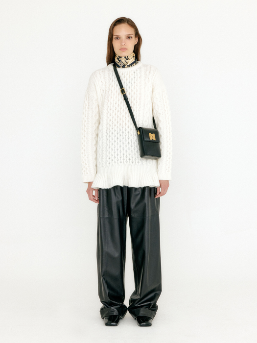 Eenk Vlare Flared Cable Pullover - Ivory
