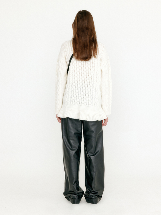 Eenk Vlare Flared Cable Pullover - Ivory
