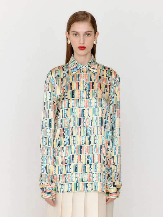 Eenk Veronica Pattern Printed Classic Shirt - Light Beige