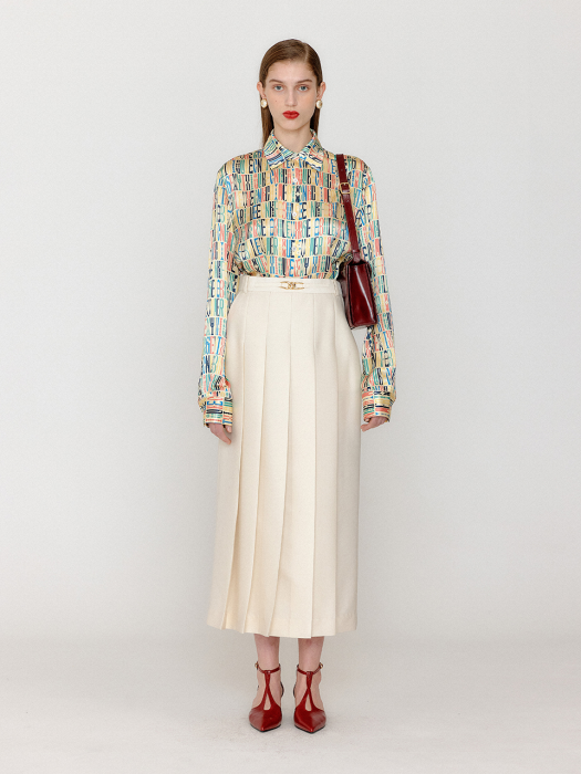 Eenk Veronica Pattern Printed Classic Shirt - Light Beige