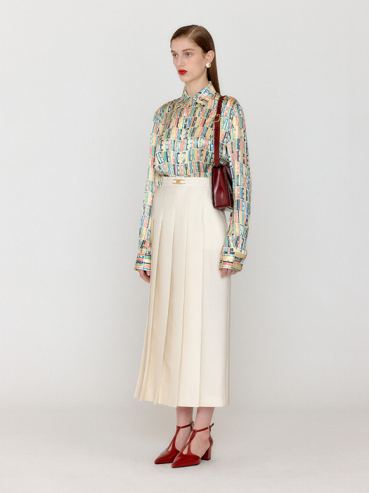 Eenk Veronica Pattern Printed Classic Shirt - Light Beige