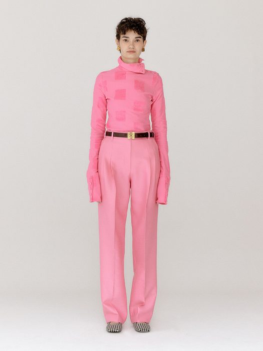 Eenk Verosa Logo Pattern Turtleneck Top - Pink