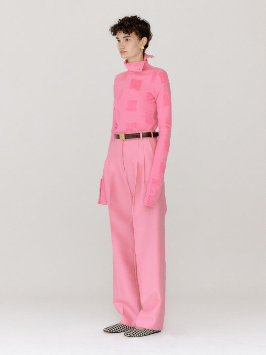 Eenk Verosa Logo Pattern Turtleneck Top - Pink