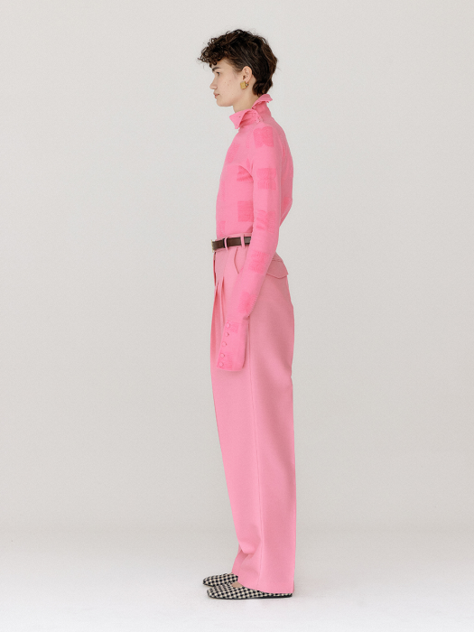 Eenk Verosa Logo Pattern Turtleneck Top - Pink