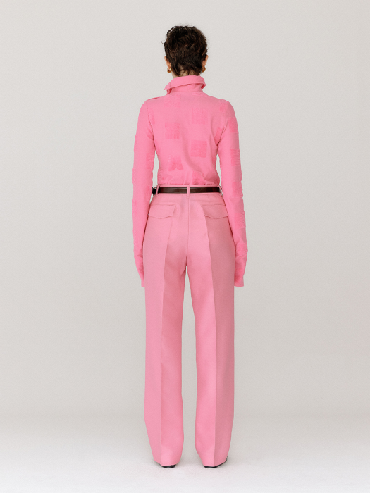 Eenk Verosa Logo Pattern Turtleneck Top - Pink