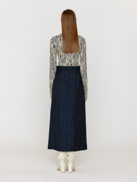 Eenk Vol Pattern Turtleneck Top - Ivory/Black