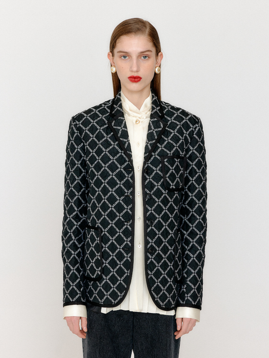 Eenk Vintery Single-Breasted Blazer - Black/White