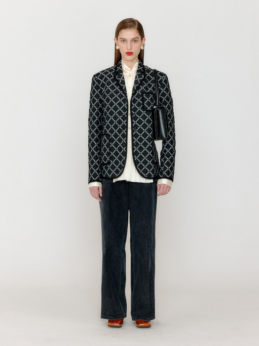 Eenk Vintery Single-Breasted Blazer - Black/White