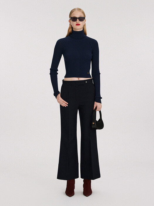 [recto] SIGNATURE OPEN BACK DETAIL ROLL NECK SWEATER (NAVY)