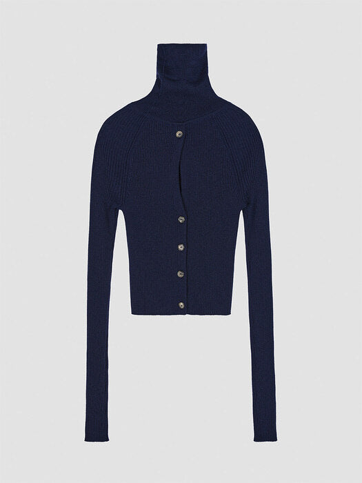 [recto] SIGNATURE OPEN BACK DETAIL ROLL NECK SWEATER (NAVY)