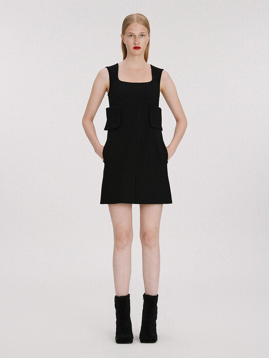 [recto] 60S SCOOP NECK MINI DRESS (BLACK)