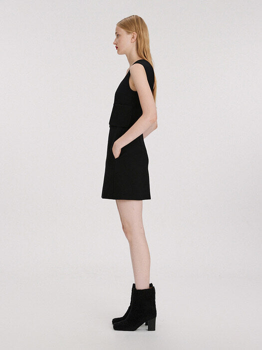 [recto] 60S SCOOP NECK MINI DRESS (BLACK)