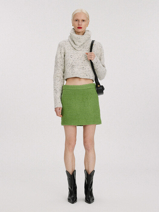 [recto] HOLIDAY BOUCLE MINI SKIRT (YELLOW GREEN)
