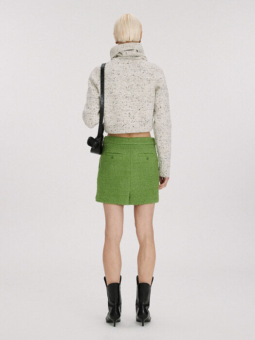 [recto] HOLIDAY BOUCLE MINI SKIRT (YELLOW GREEN)