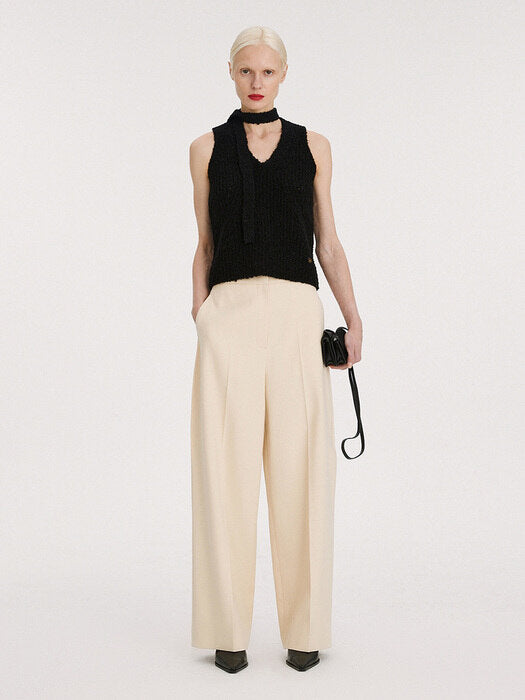 [recto] VIRGIN WOOL COTTON WIDE PANTS (LIGHT BEIGE)