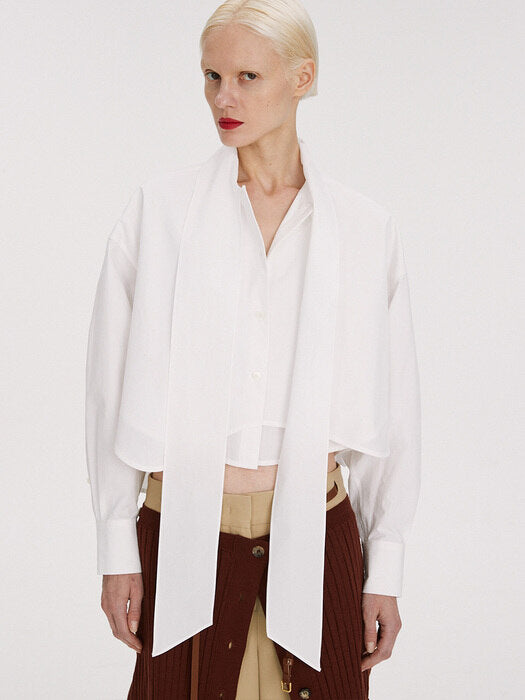 [recto] FEVRE COTTON BOW SHIRT (WHITE)