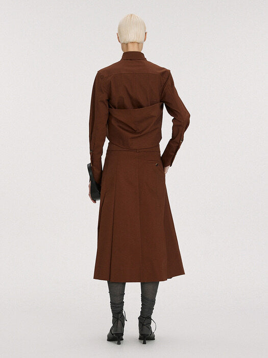 [recto] SHAWL DETAIL DOUBLE COTTON SHIRT (BROWN)