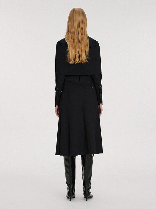 [recto] SHAWL DETAIL DOUBLE COTTON SHIRT (CHARCOAL)