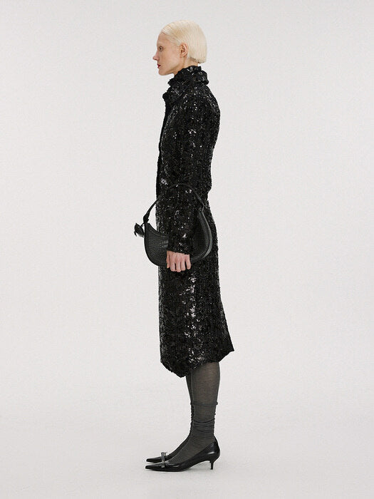 [recto] SEQUIN TWEED SLIM FIT SHIRT (BLACK)