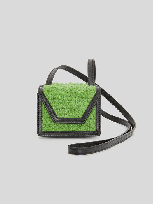 [recto] HOLIDAY BOUCLE NANO DOUBLE ENVELOPE BAG (YELLOW GREEN)