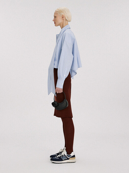 [recto] RIBBED MERINO WOOL KNIT SKIRT LEGGINGS (BRICK BROWN)