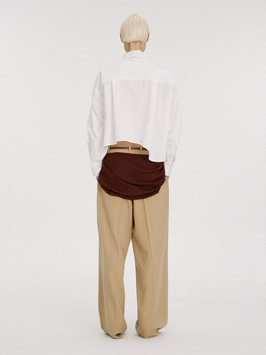 [recto] BOYFRIEND LOW-RISE LONG STRAP DETAIL WIDE PANTS (KAHKI BEIGE)