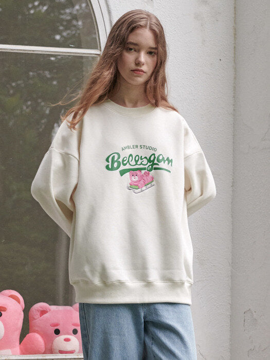 [ambler] Sled Belly Over fit Sweatshirt BMM201 (ivory)