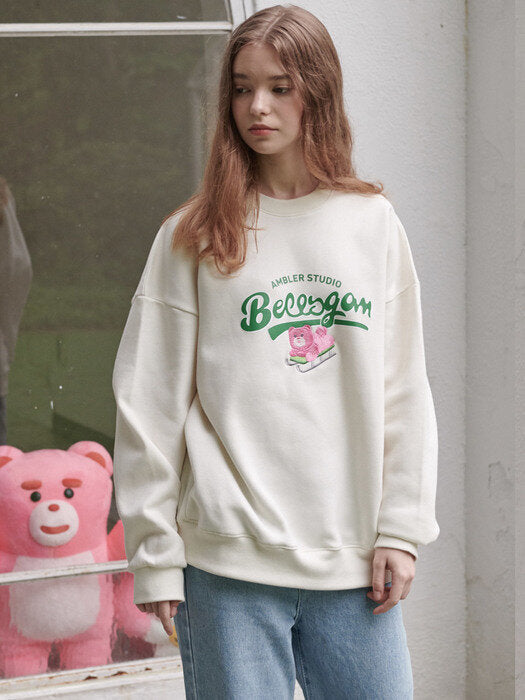 [ambler] Sled Belly Over fit Sweatshirt BMM201 (ivory)