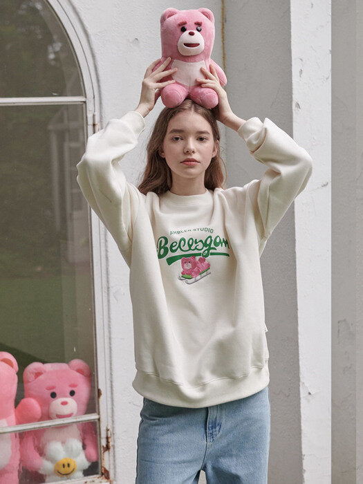 [ambler] Sled Belly Over fit Sweatshirt BMM201 (ivory)