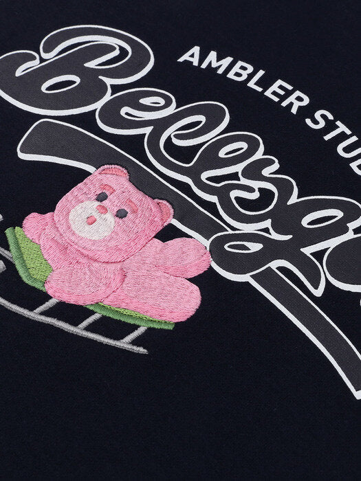 [ambler] Sled Belly Over fit Sweatshirt BMM201 (navy)